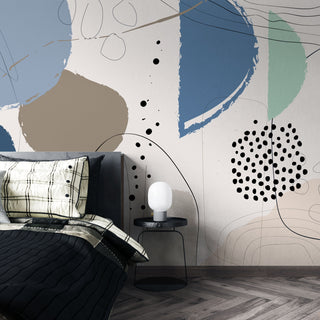 Abstract Shape Spheres - Living Room Wallpaper-GraffitiWallArt