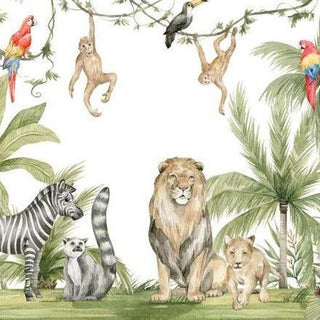 Active Jungle Buddies Wallpaper: Vibrant Décor for Kids-GraffitiWallArt