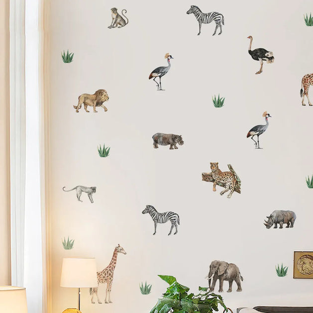 African Animal Wall Stickers for Kids Rooms and Home Decor-GraffitiWallArt