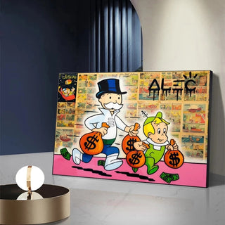 Alec Graffiti Monopoly Millionaire Canvas Wall Art-GraffitiWallArt