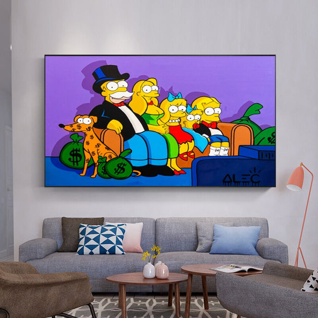 Alec Monopoly and Simpsons HD Canvas Wall Art