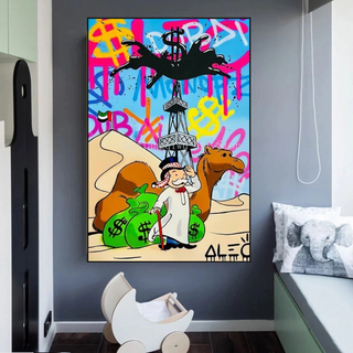 Alec Monopoly Arab Millionaire with Camel Canvas Wall Art-GraffitiWallArt