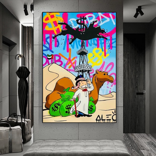 Alec Monopoly Arab Millionaire with Camel Canvas Wall Art-GraffitiWallArt