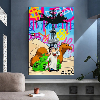 Alec Monopoly Arab Millionaire with Camel Canvas Wall Art-GraffitiWallArt