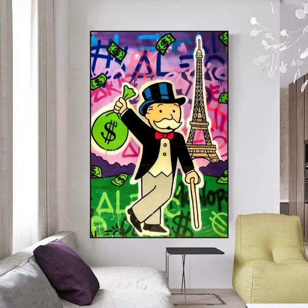 Alec Monopoly Eiffel Tower Canvas Wall Art-GraffitiWallArt