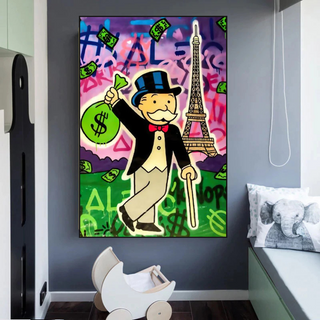 Alec Monopoly Eiffel Tower Canvas Wall Art-GraffitiWallArt