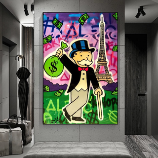 Alec Monopoly Eiffel Tower Canvas Wall Art-GraffitiWallArt