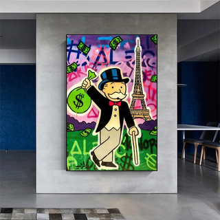 Alec Monopoly Eiffel Tower Canvas Wall Art-GraffitiWallArt