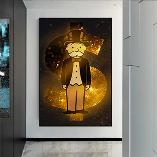 Alec Monopoly Gold Millionaire Dollars Canvas Wall Art-GraffitiWallArt