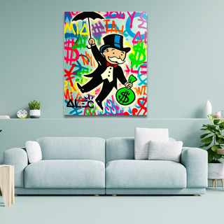 Alec Monopoly Gold Millionaire Dollars Umbrella Canvas Wall Art-GraffitiWallArt