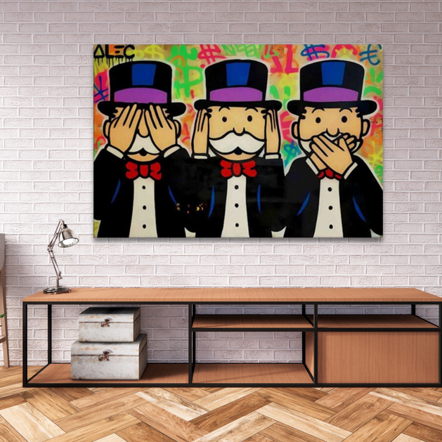 Alec Monopoly Gold Millionaire Gestures Canvas Wall Art-GraffitiWallArt