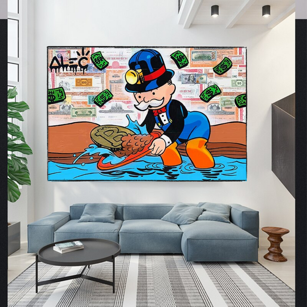 Alec Monopoly Millionaire BITCOIN Mining Canvas Wall Art