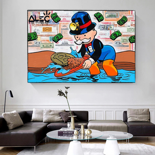 Alec Monopoly Millionaire BITCOIN Mining Canvas Wall Art-GraffitiWallArt