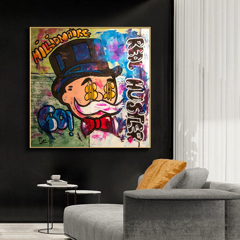 Alec Monopoly Millionaire Canvas Wall Art - Luxurious Home Decor-GraffitiWallArt