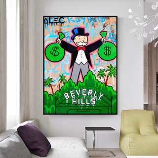 Alec Monopoly Millionaire in Beverly Hills Canvas Wall Art-GraffitiWallArt