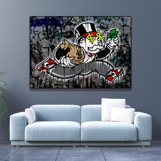 Alec Monopoly Millionaire Money Never Sleeps Canvas Wall Art-GraffitiWallArt