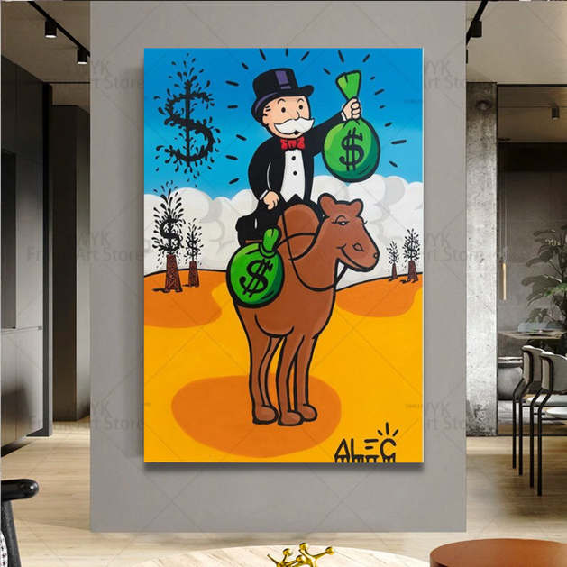 Alec Monopoly Millionaire on Camel Canvas Wall Art-GraffitiWallArt