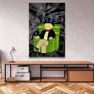 Alec Monopoly Millionaire on Dollars Canvas Wall Art-GraffitiWallArt