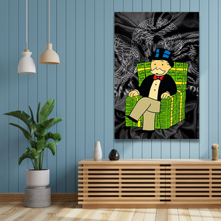 Alec Monopoly Millionaire on Dollars Canvas Wall Art-GraffitiWallArt