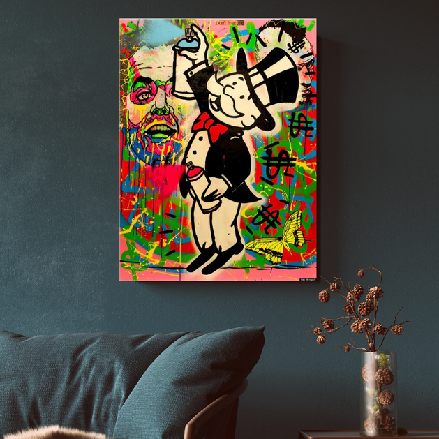 Alec Monopoly Millionaire Spray Painting Wall Canvas Wall Art