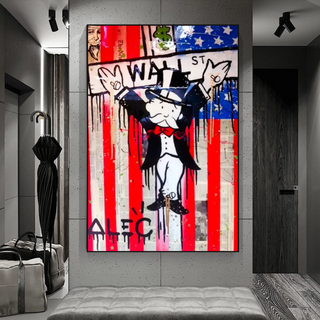 Alec Monopoly Millionaire Wall Street USA Canvas Wall Art-GraffitiWallArt