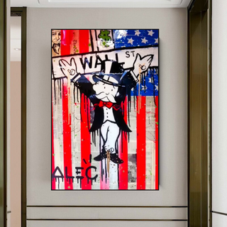 Alec Monopoly Millionaire Wall Street USA Canvas Wall Art-GraffitiWallArt