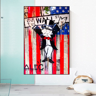 Alec Monopoly Millionaire Wall Street USA Canvas Wall Art-GraffitiWallArt