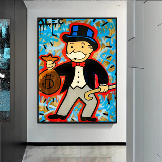 Alec Monopoly Money Bag Canvas Wall Art-GraffitiWallArt