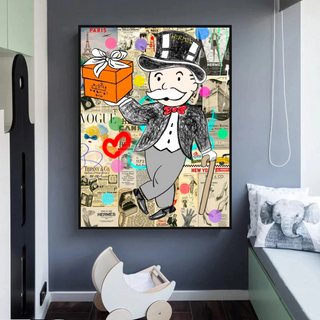 Alec Monopoly Money Gift Prints Newspaper Canvas Wall Art-GraffitiWallArt