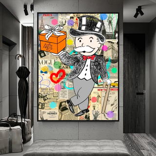 Alec Monopoly Money Gift Prints Newspaper Canvas Wall Art-GraffitiWallArt