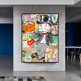 Alec Monopoly Money Gift Prints Newspaper Canvas Wall Art-GraffitiWallArt