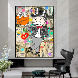 Alec Monopoly Money Gift Prints Newspaper Canvas Wall Art-GraffitiWallArt