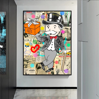 Alec Monopoly Money Gift Prints Newspaper Canvas Wall Art-GraffitiWallArt