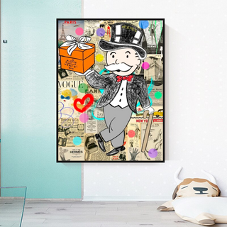 Alec Monopoly Money Gift Prints Newspaper Canvas Wall Art-GraffitiWallArt