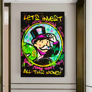 Alec Monopoly Money Man Lets Invest All Your money Canvas Wall Art-GraffitiWallArt