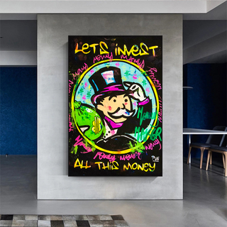 Alec Monopoly Money Man Lets Invest All Your money Canvas Wall Art-GraffitiWallArt