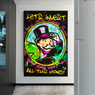 Alec Monopoly Money Man Lets Invest All Your money Canvas Wall Art-GraffitiWallArt