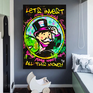 Alec Monopoly Money Man Lets Invest All Your money Canvas Wall Art-GraffitiWallArt