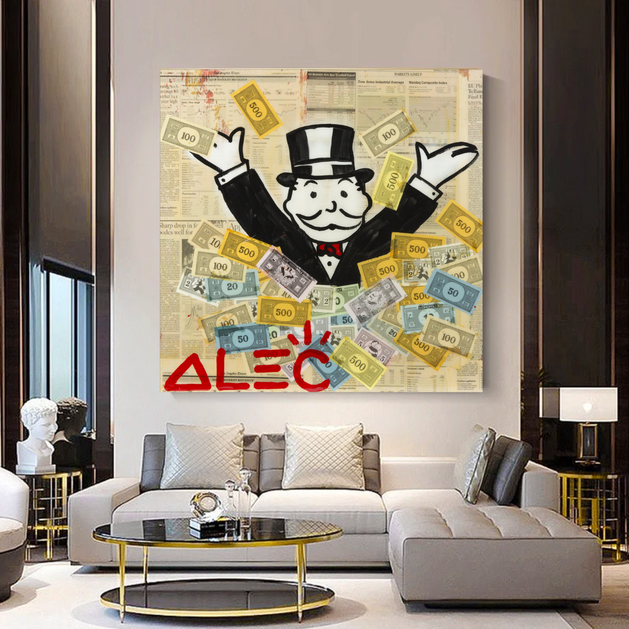 Alec Monopoly Money Man Millionaire Canvas Wall Art-GraffitiWallArt