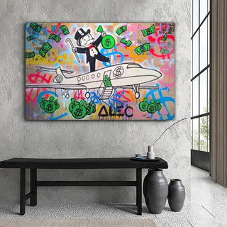 Alec Monopoly Private Jet Canvas Wall Art-GraffitiWallArt