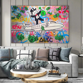 Alec Monopoly Private Jet Canvas Wall Art-GraffitiWallArt