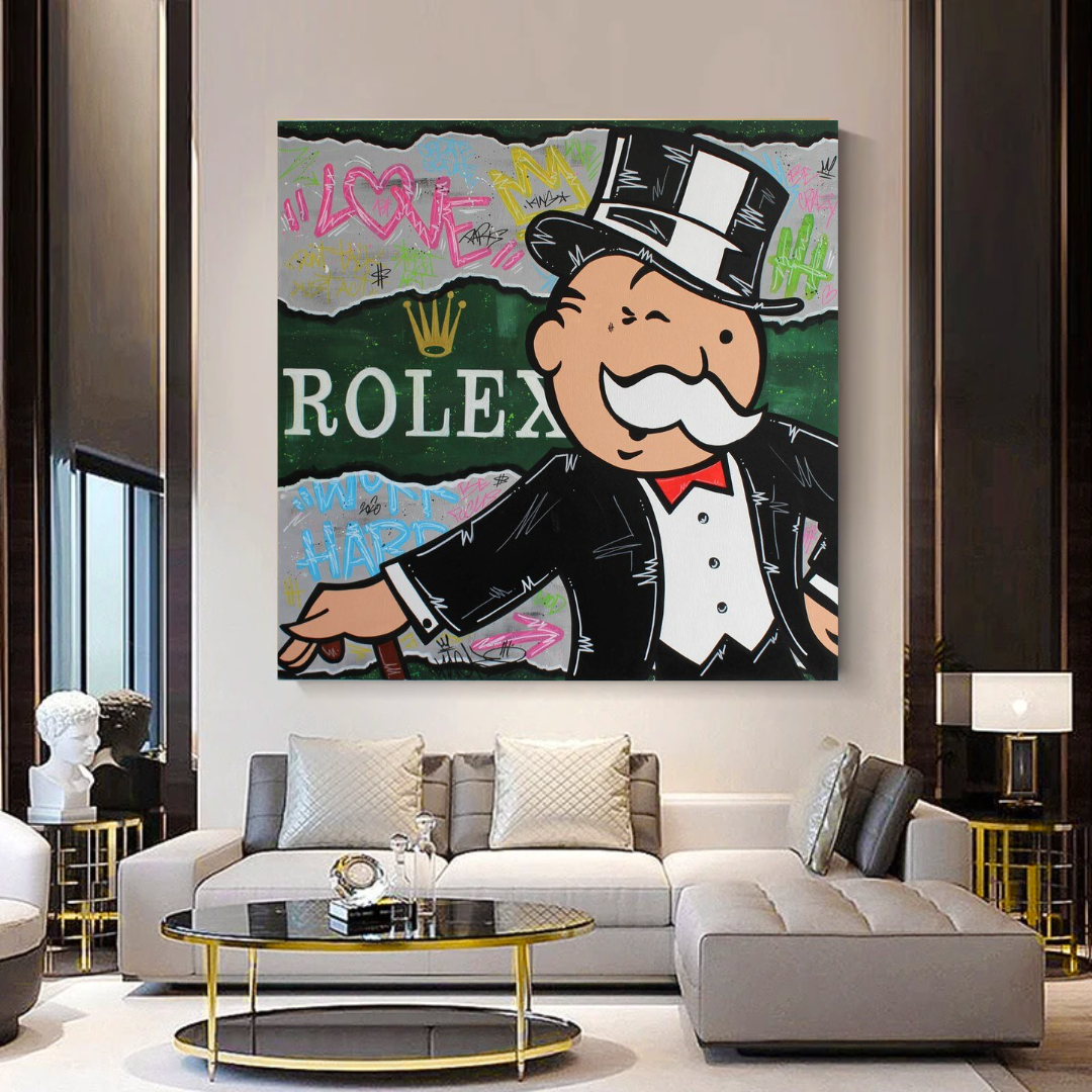 Alec Monopoly Rolex Money Man Canvas Wall Art-GraffitiWallArt