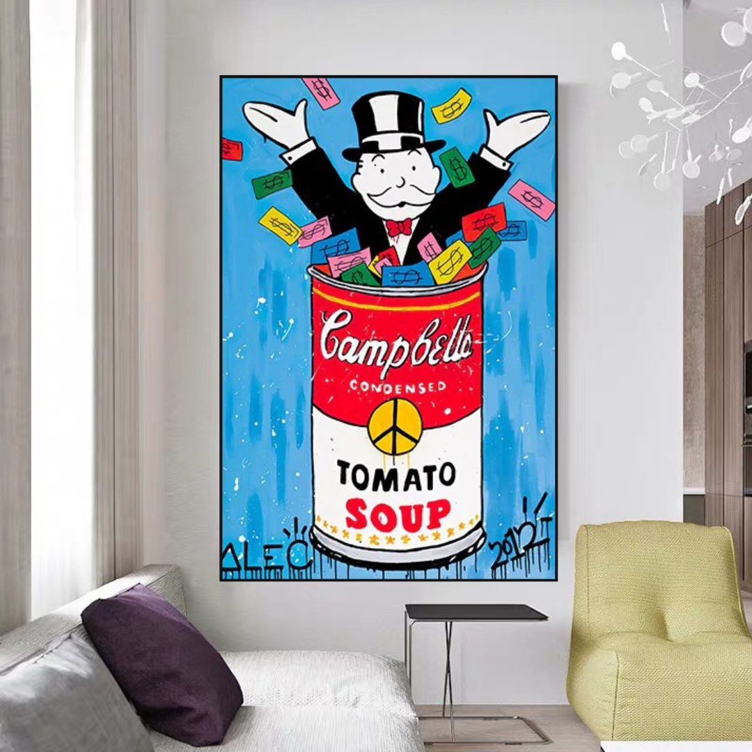 Alec Monopoly Tomato Soup Canvas Wall Art-GraffitiWallArt