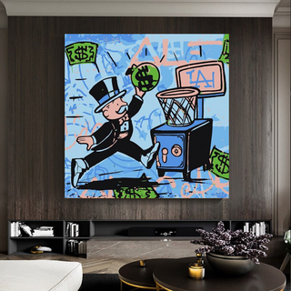 Alec Monopoly Wall Art: Money Bags Basket Goal-GraffitiWallArt