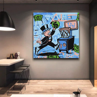 Alec Monopoly Wall Art: Money Bags Basket Goal-GraffitiWallArt