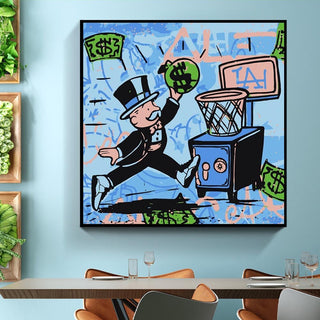 Alec Monopoly Wall Art: Money Bags Basket Goal-GraffitiWallArt