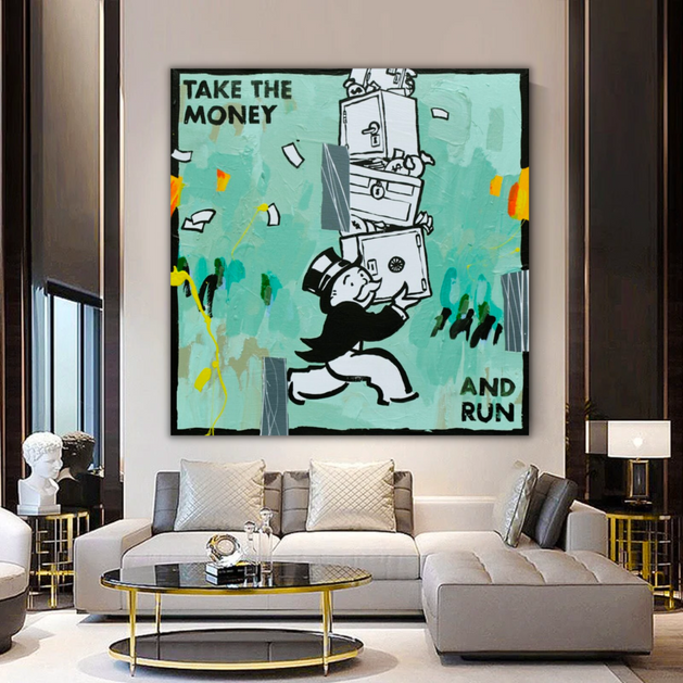 Alec Monopoly Wall Art: Take the Money and Run-GraffitiWallArt