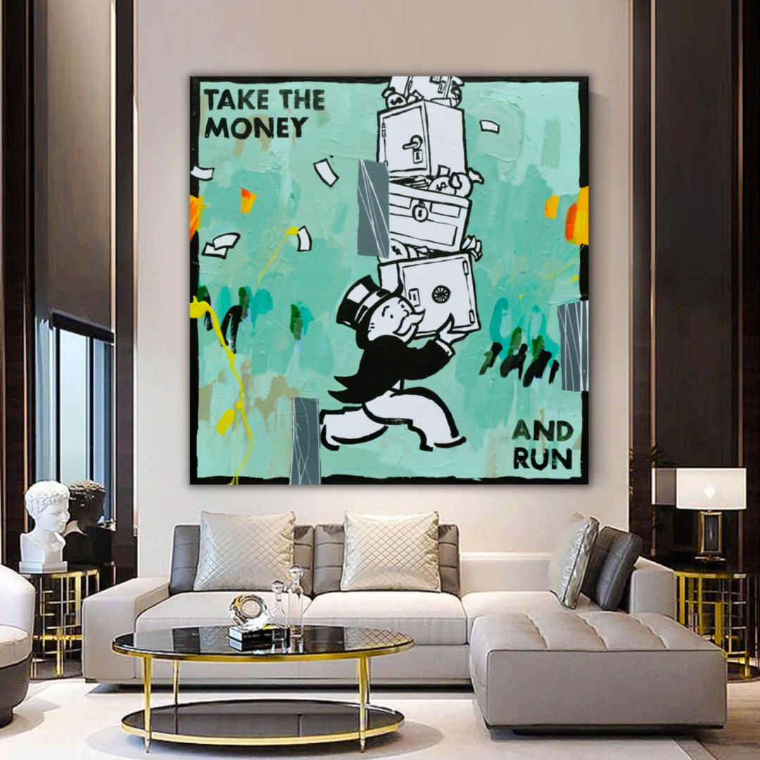 Alec Monopoly Wall Art: Take the Money and Run-GraffitiWallArt