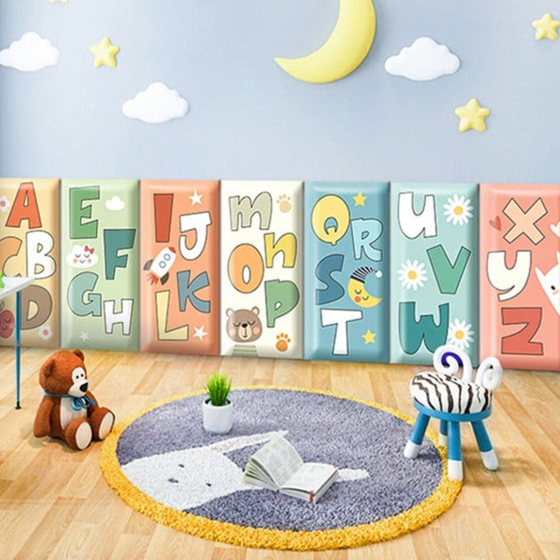 Alphabets Design Toddlers Wall Protection, Wall Panels-GraffitiWallArt