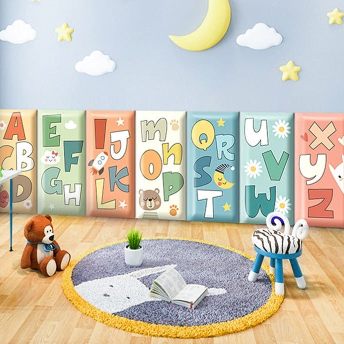 Alphabets Design Toddlers Wall Protection, Wall Panels-GraffitiWallArt